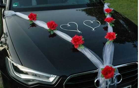 Car Decoration for Wedding with Ribbon and flower